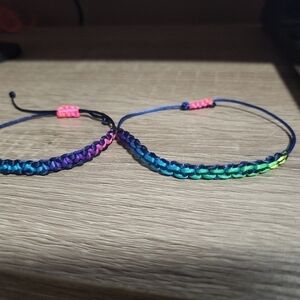 2pcs/Set handmade rainbow braided bracelets adjustable
